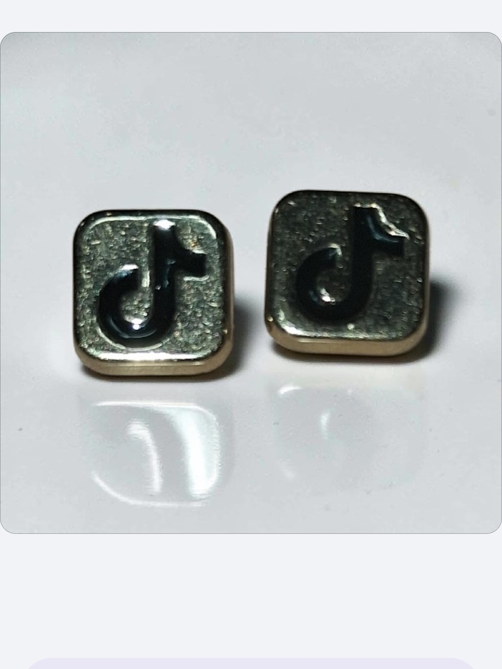 TikTok Logo Square Stud Earrings in Gold and Black